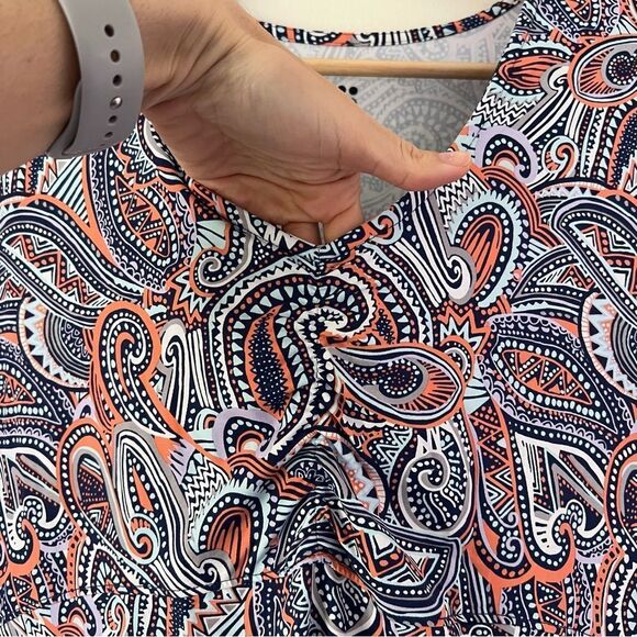 Title Nine Daring Floral Paisley Dress Purple Orange Size Large Knee Length - Picture 5 of 9